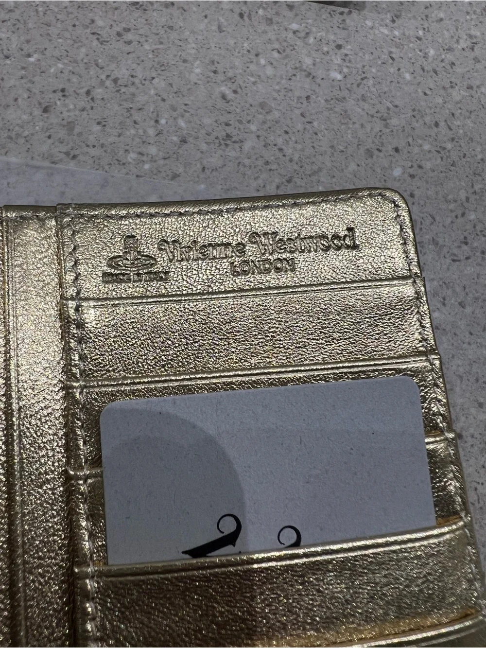 Vivienne Westwood Metallic Gold Leather Flap Wallet with Orb Emblem